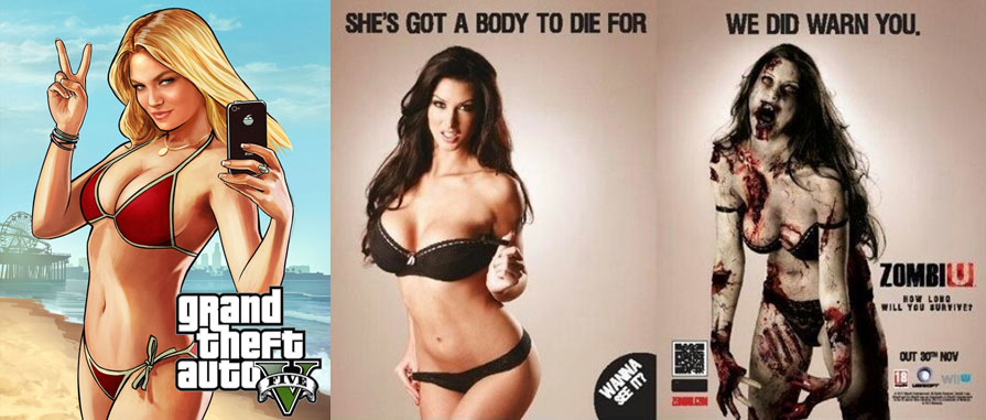 These are not parodies of ads exploiting the female body to sell video games. These ARE ads exploiting the female body to sell video games.